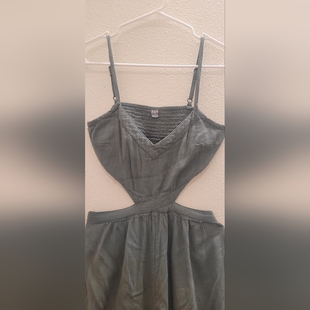 Aerie Boho Olive Green Cut Out Wide Leg Jumpsuit Smocked XS - Picture 4 of 6